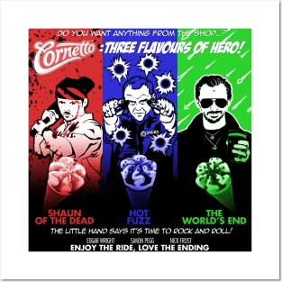 The Cornetto Trilogy: Three Flavours of Hero! Posters and Art